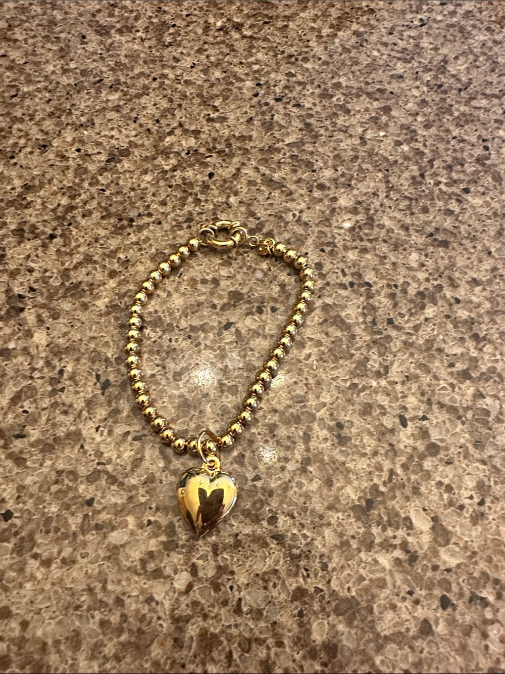 LOLA Gold Plated Ball Chain with Puffy Heart Pendant - 8”